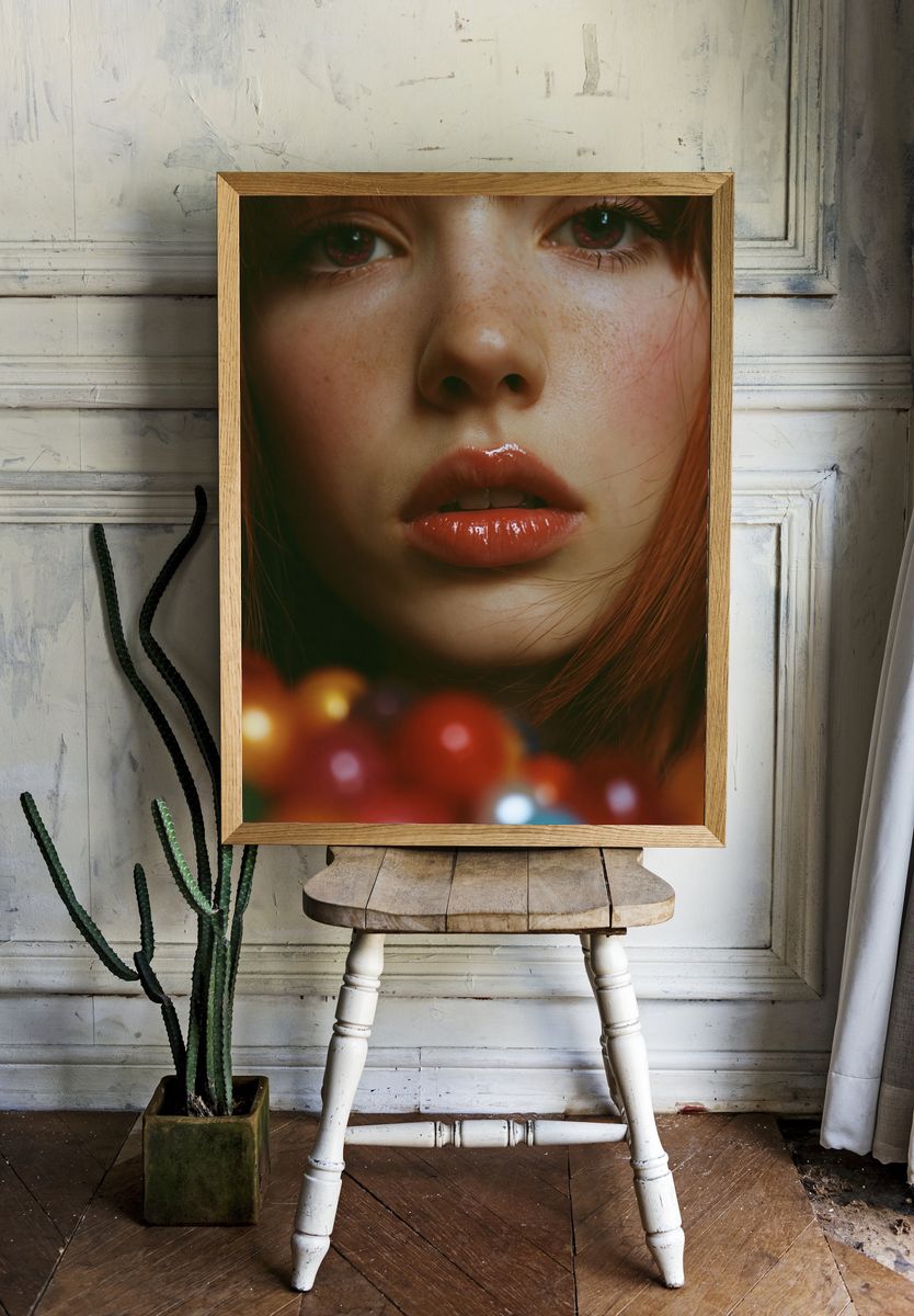 Red-Haired Portrait Photography Poster. room preview