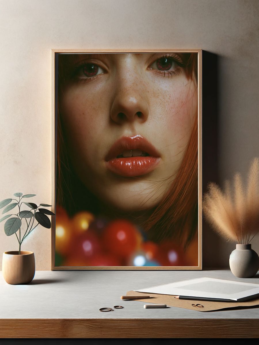 Red-Haired Portrait Photography Poster. — room view 2