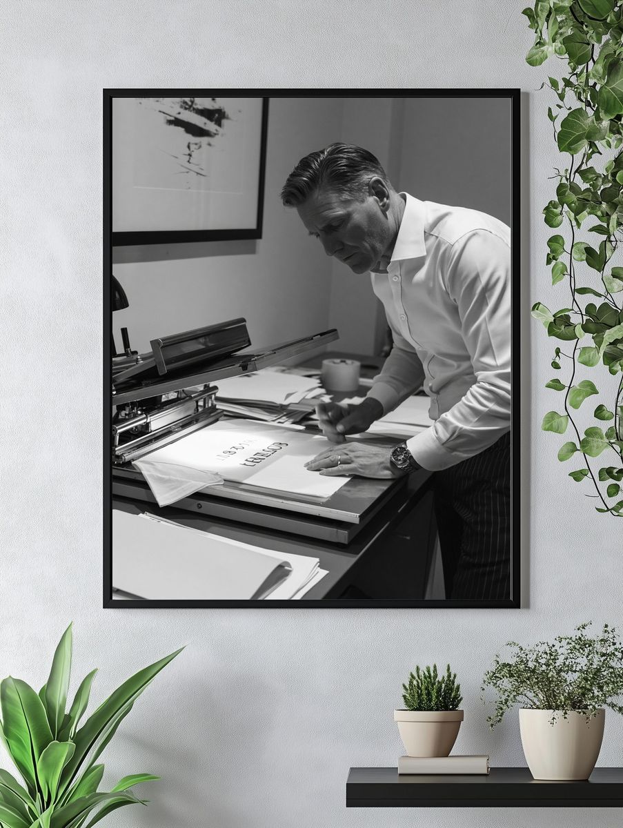 Tailor at Work Black-White Poster. — room view 4