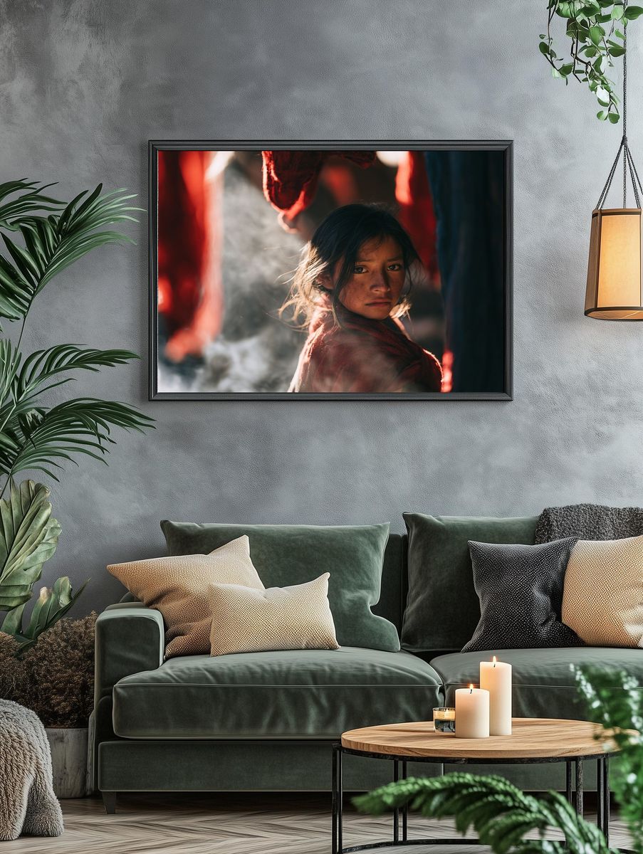 Girl in Red Light Portrait Print. — room view 4