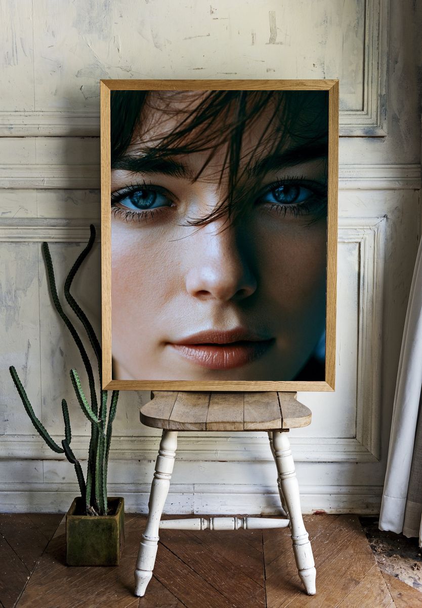 Blue-Eyed Portrait Photography Poster. — room view 1