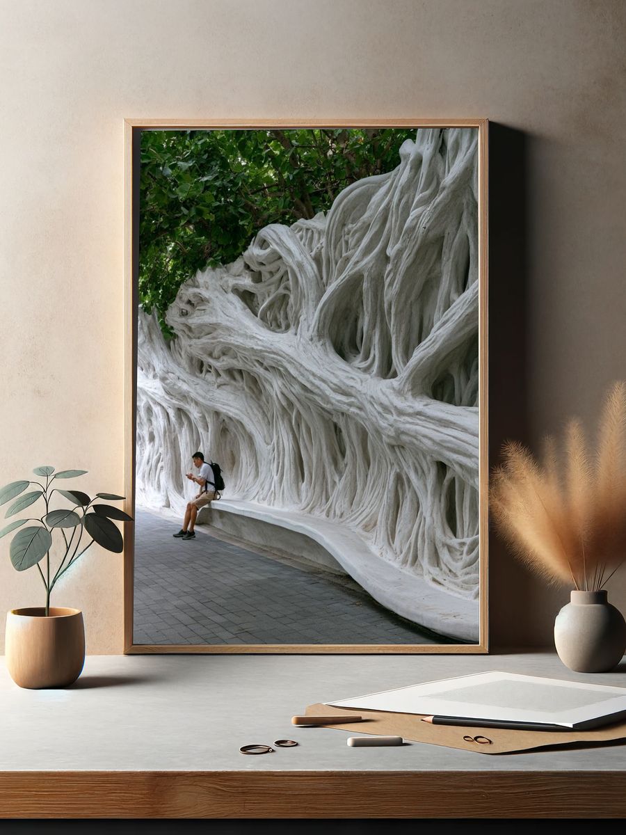 White Root Wall Photography Print. — room view 2