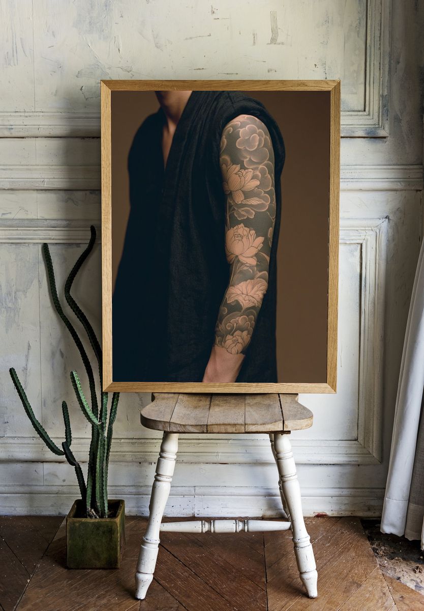 Floral Tattoo Portrait Photography Print. — room view 1