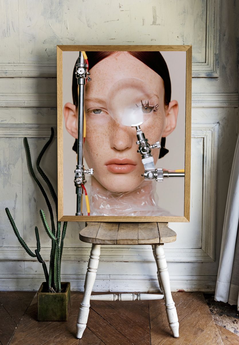 Surreal Freckled Portrait Photography Poster. — room view 1