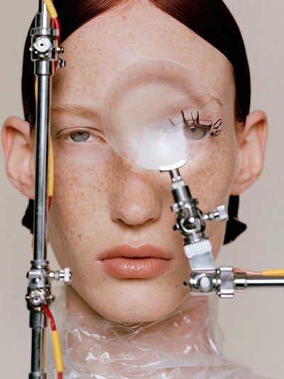 Surreal Freckled Portrait Photography Poster.
