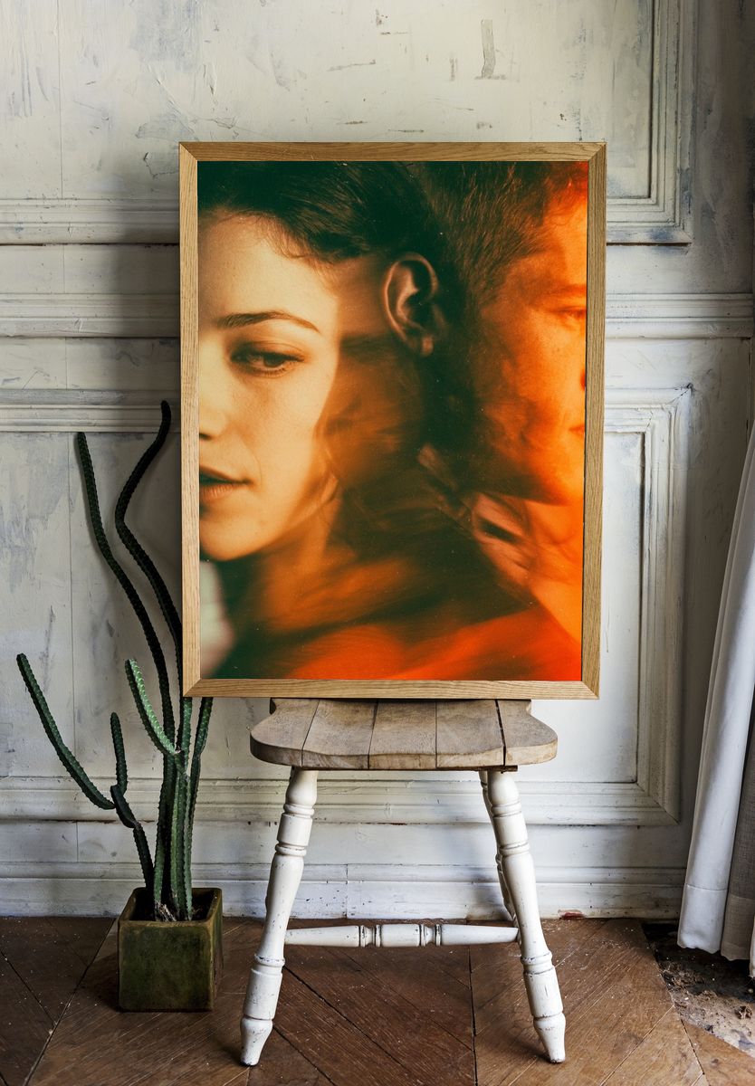 Dual Portrait Orange Glow Poster. — room view 1