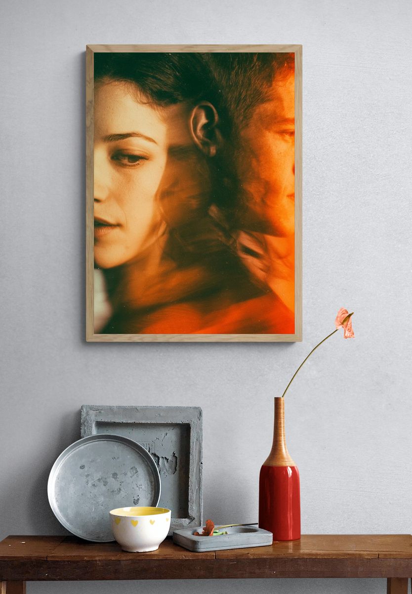 Dual Portrait Orange Glow Poster. — room view 3
