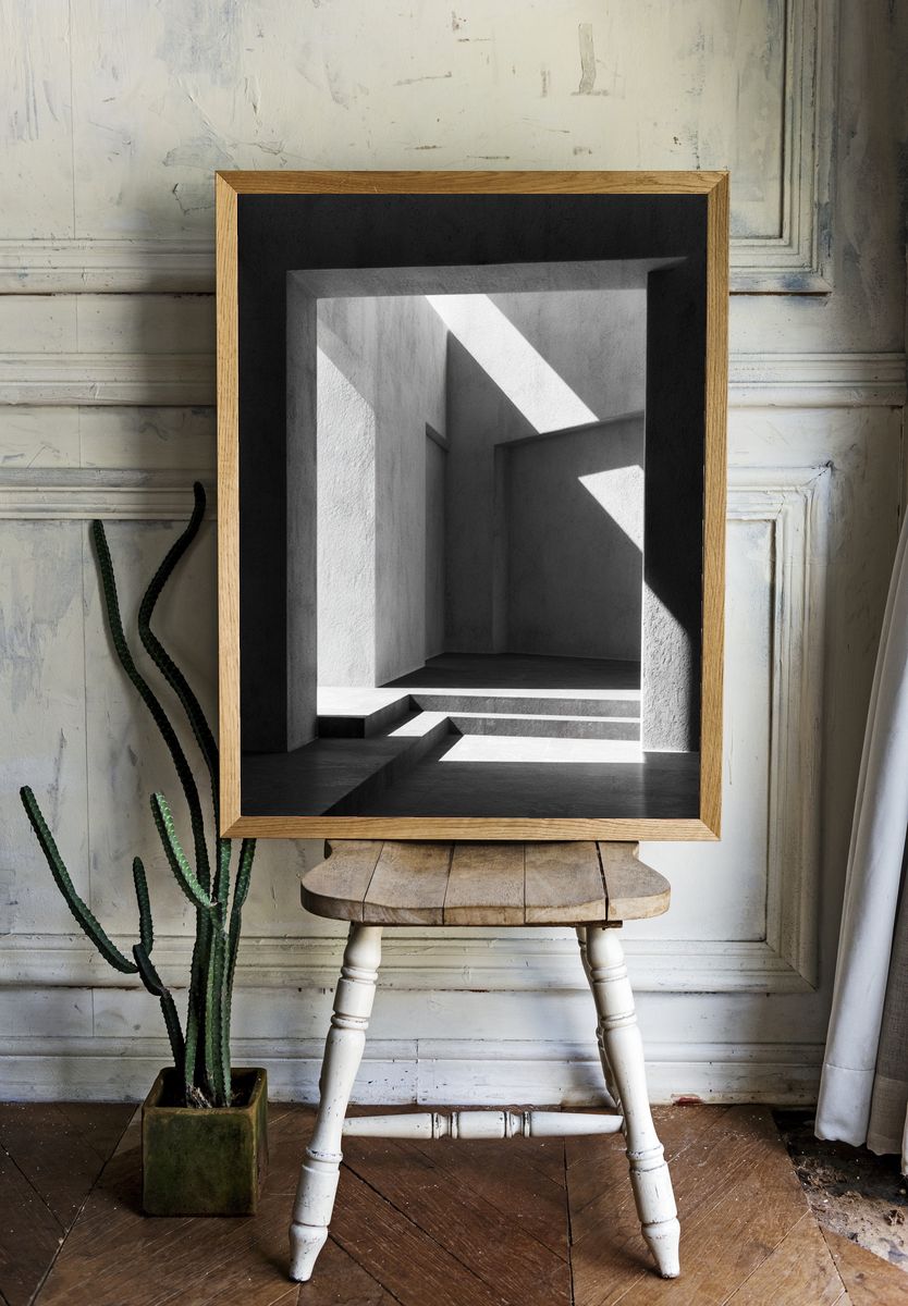 Monochrome Architectural Light Poster. — room view 1