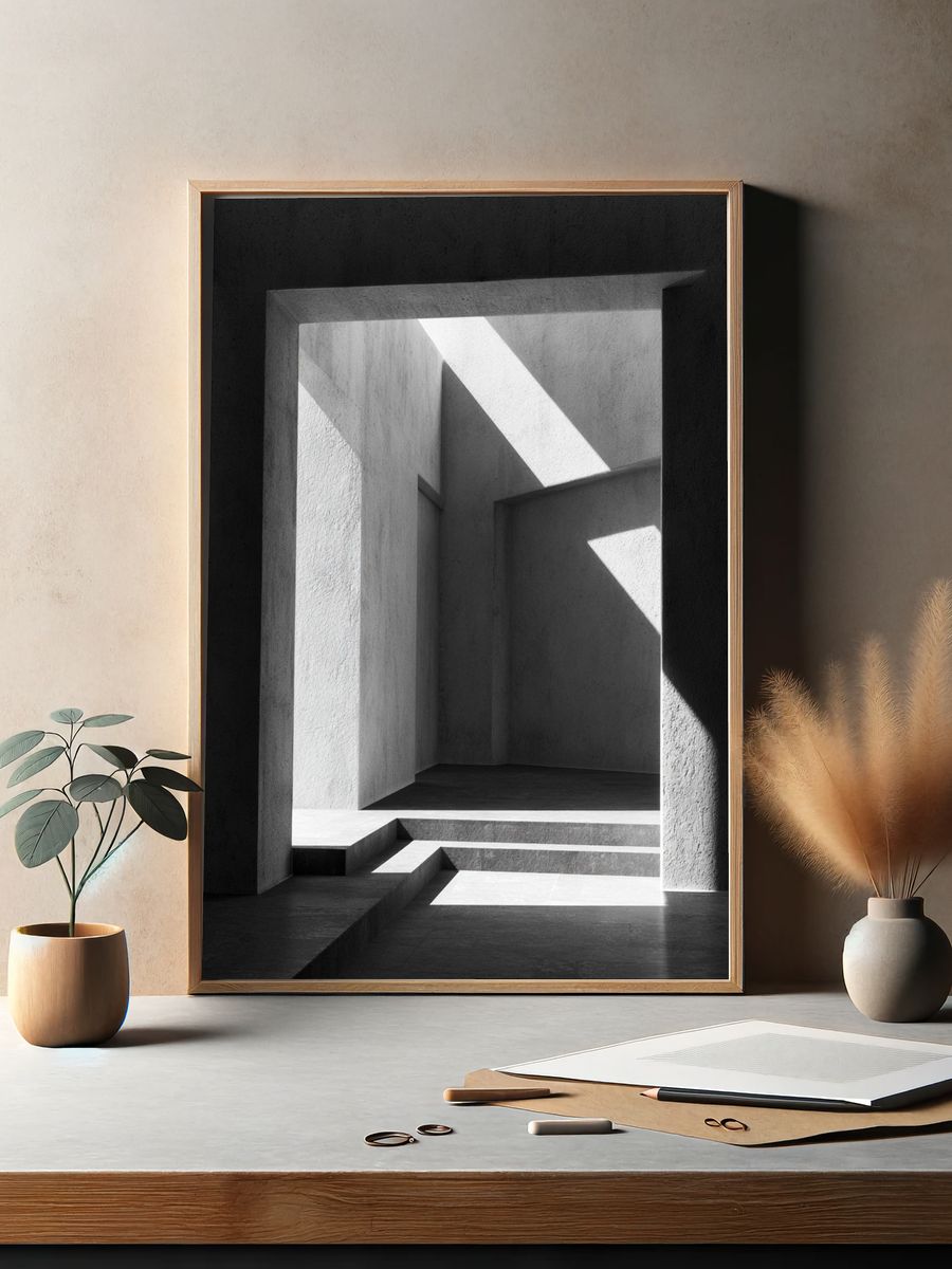 Monochrome Architectural Light Poster. — room view 2