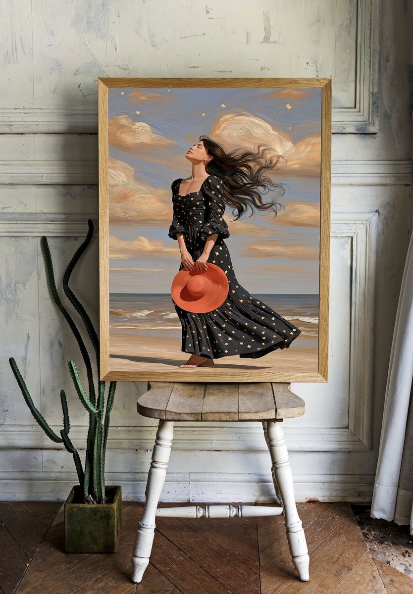 Windblown Beach Portrait Print. — room view 1