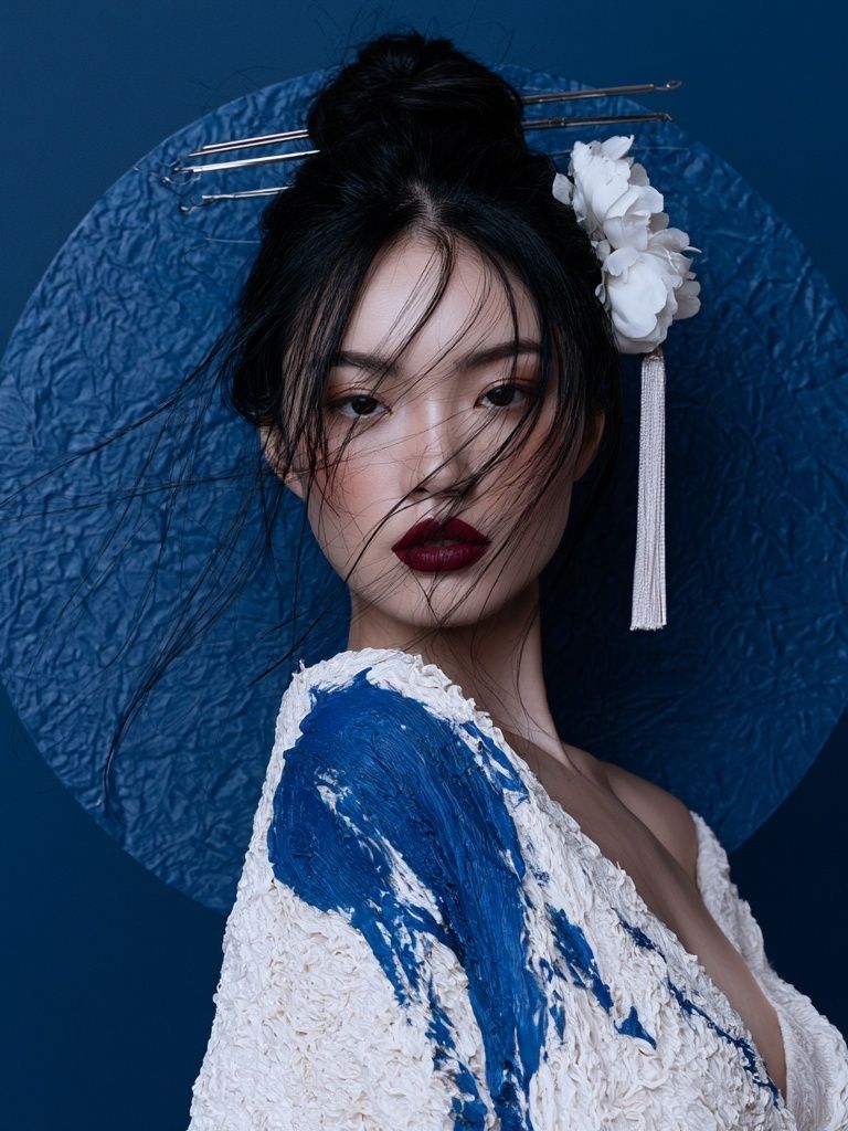 Blue Geisha Portrait Photography Poster. poster detail