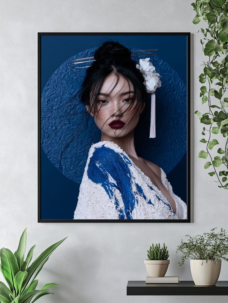 Blue Geisha Portrait Photography Poster. — room view 4