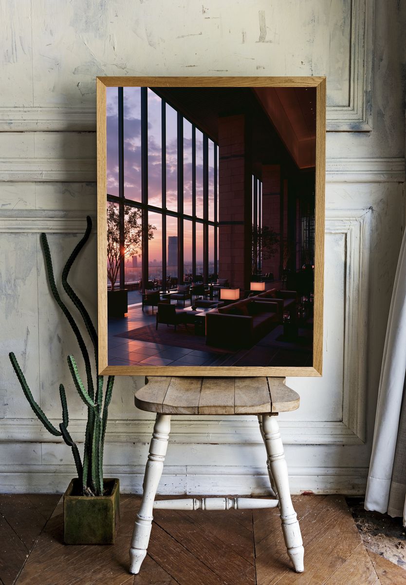 Sunset Skyline Lounge Photography Poster. room preview