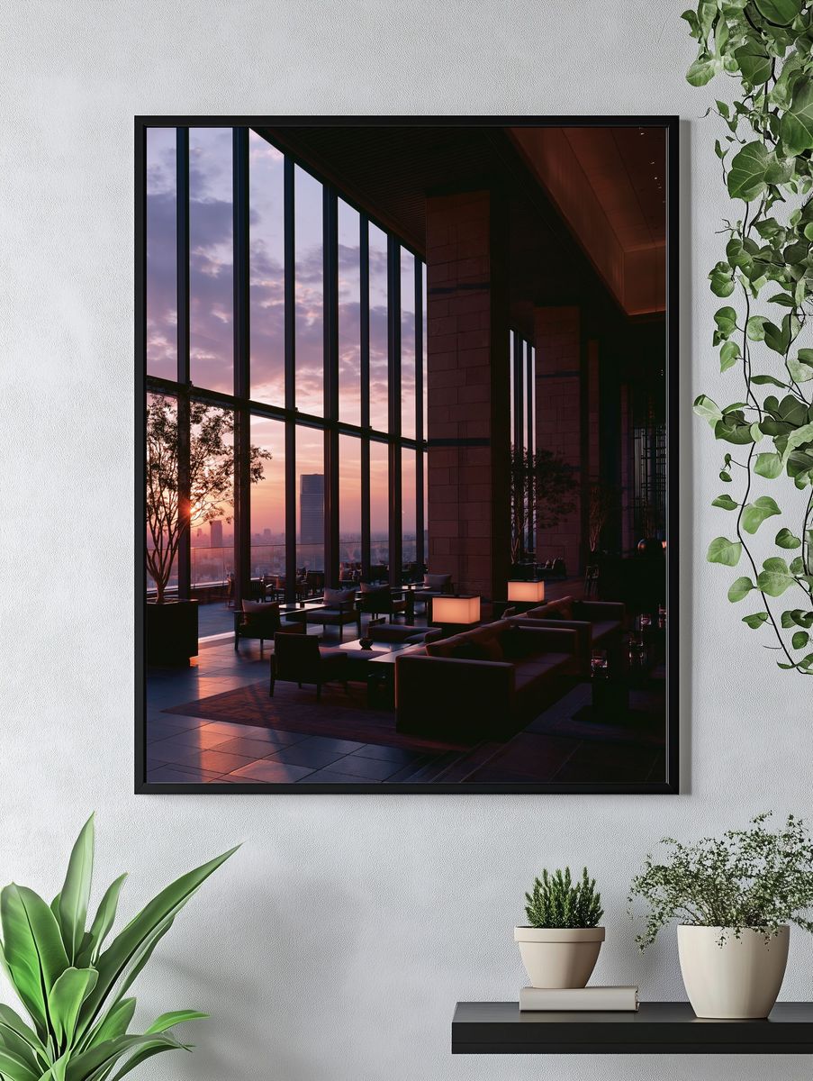 Sunset Skyline Lounge Photography Poster. — room view 4