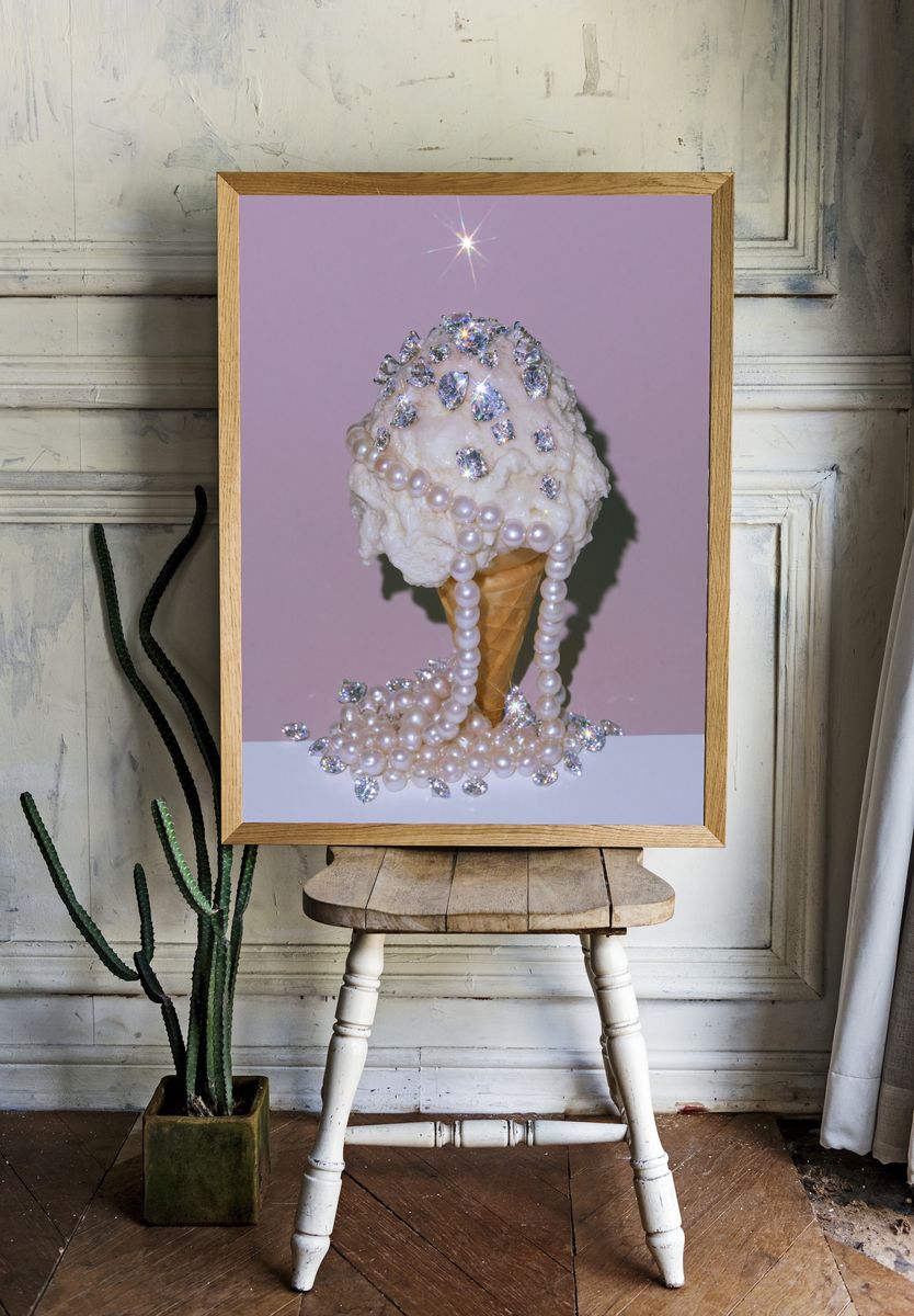 Pearl Ice Cream Cone Photography Poster. room preview
