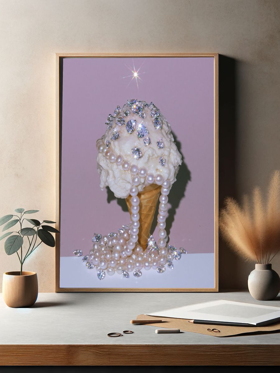 Pearl Ice Cream Cone Photography Poster. — room view 2