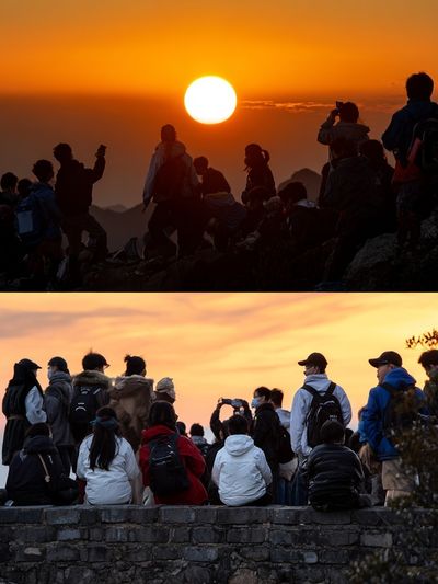 Sunset Crowd Silhouette Photography Poster. poster print
