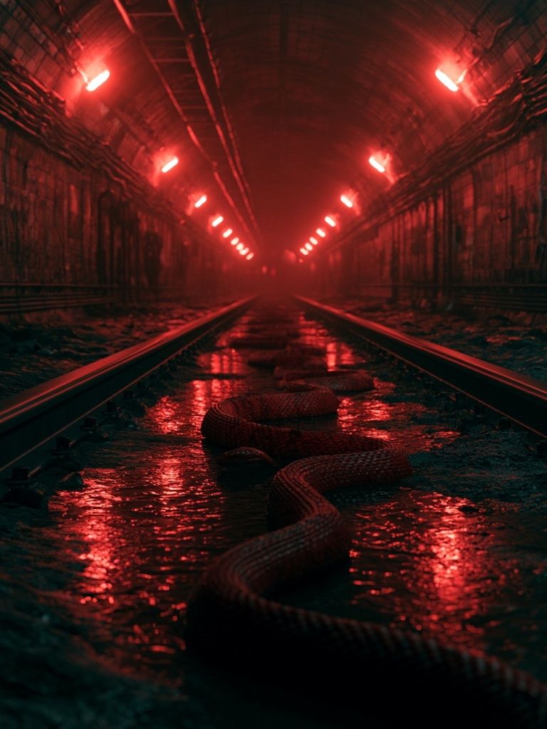 Red Tunnel Snake Photography Print. poster — photography art