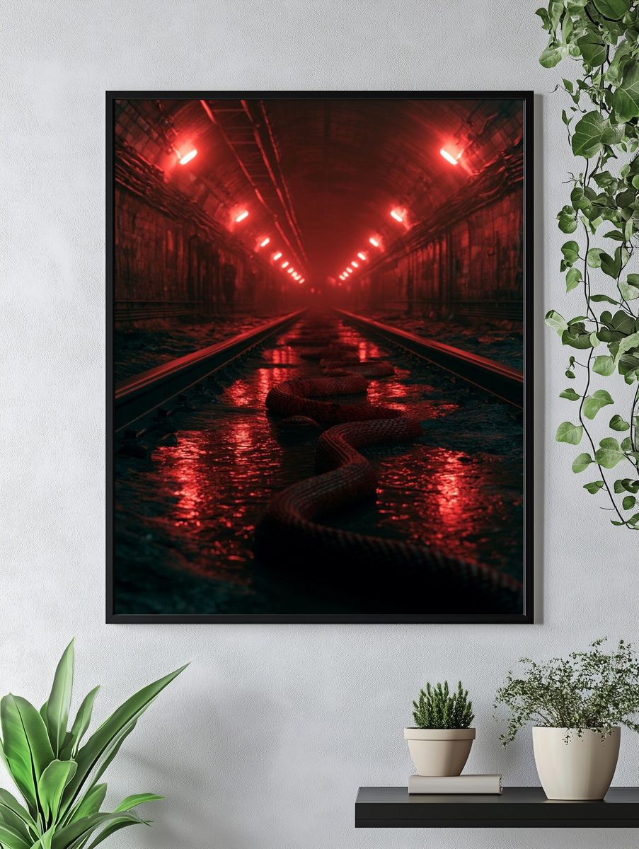 Red Tunnel Snake Photography Print. — room view 4