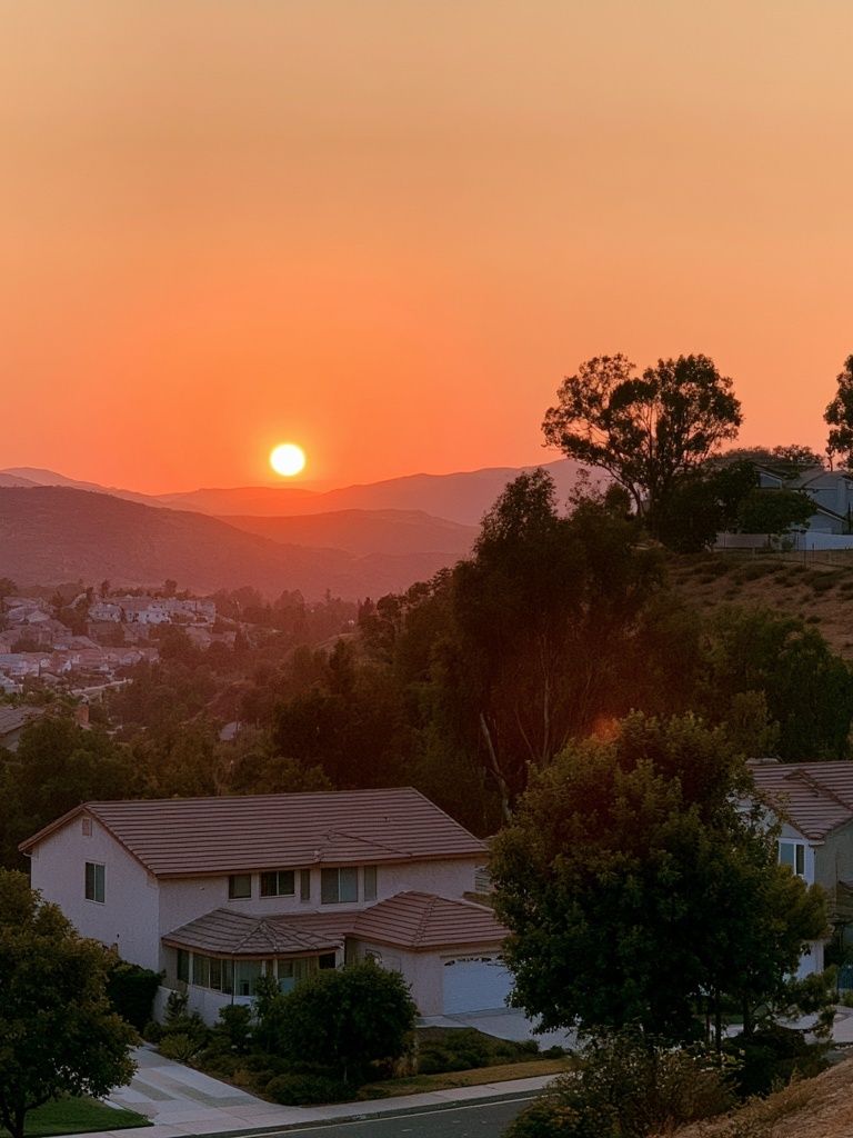Sunset Hillside Neighborhood Photography Poster. poster — photography art