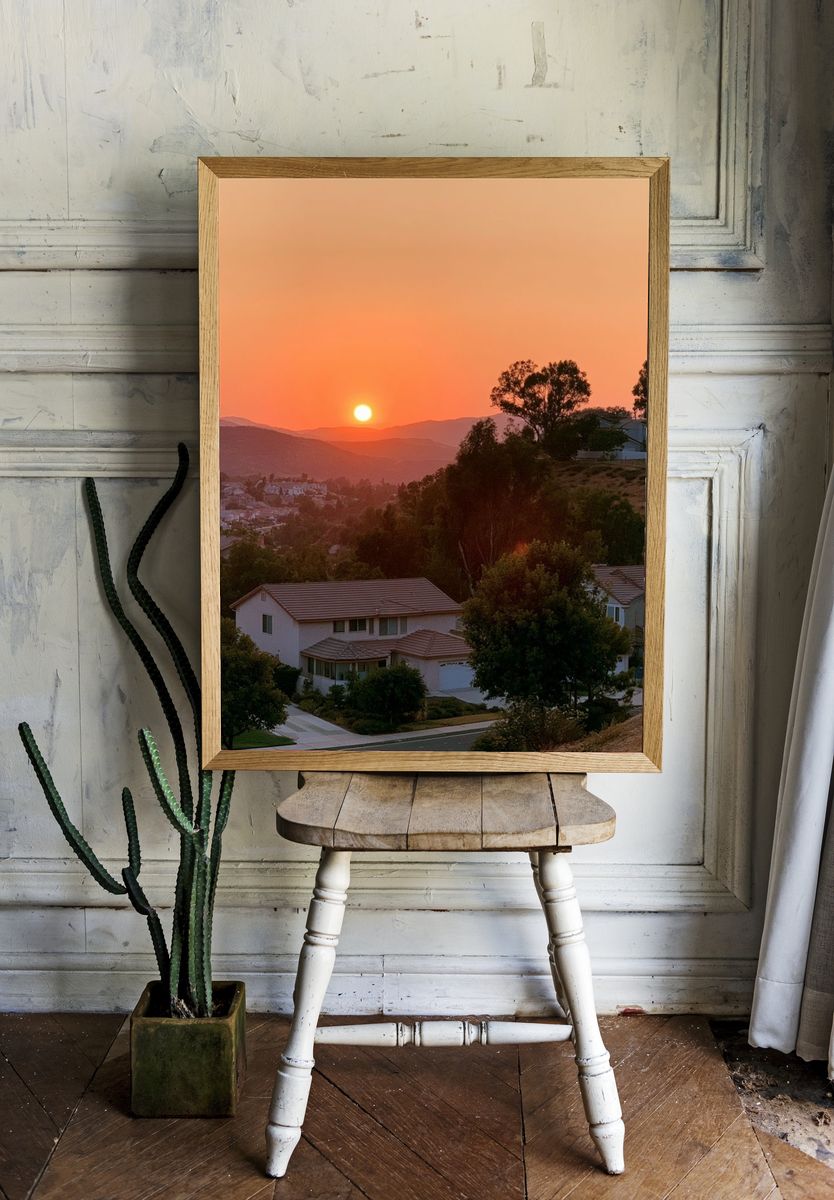 Sunset Hillside Neighborhood Photography Poster. room preview