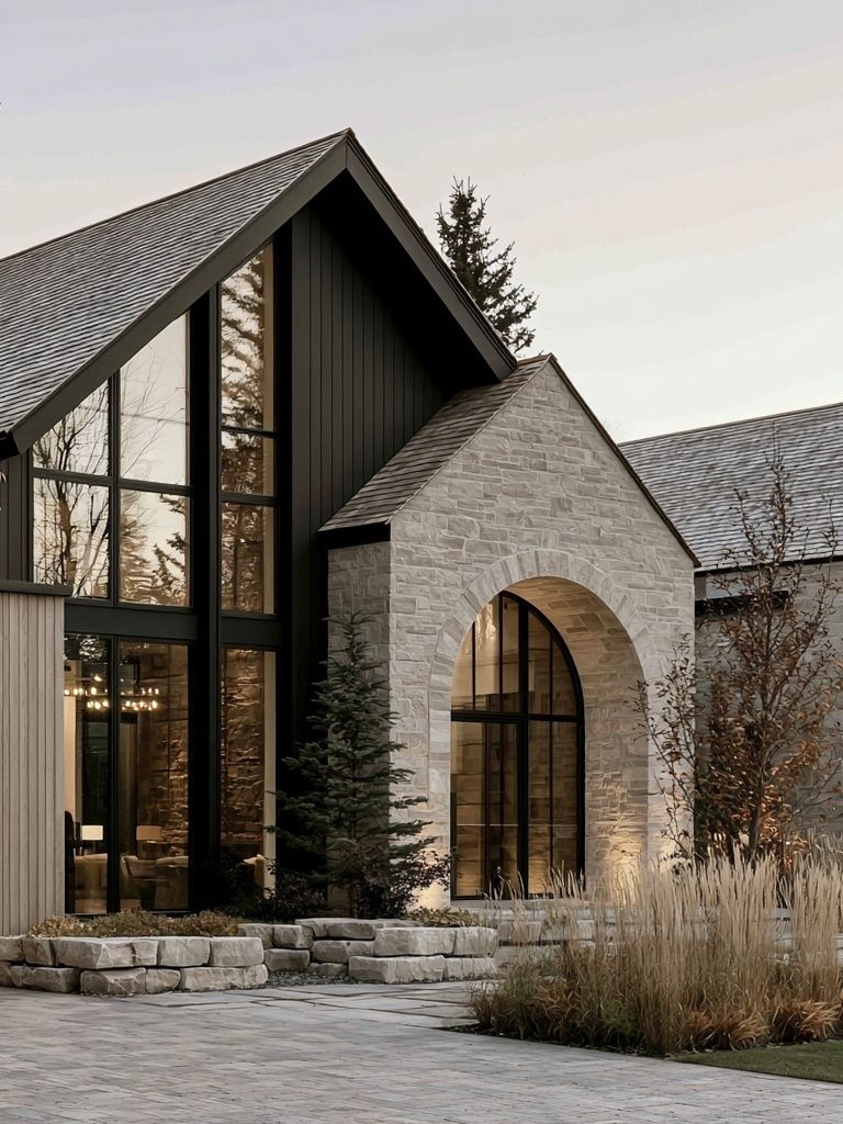 Modern Stone House Photography Poster. poster detail