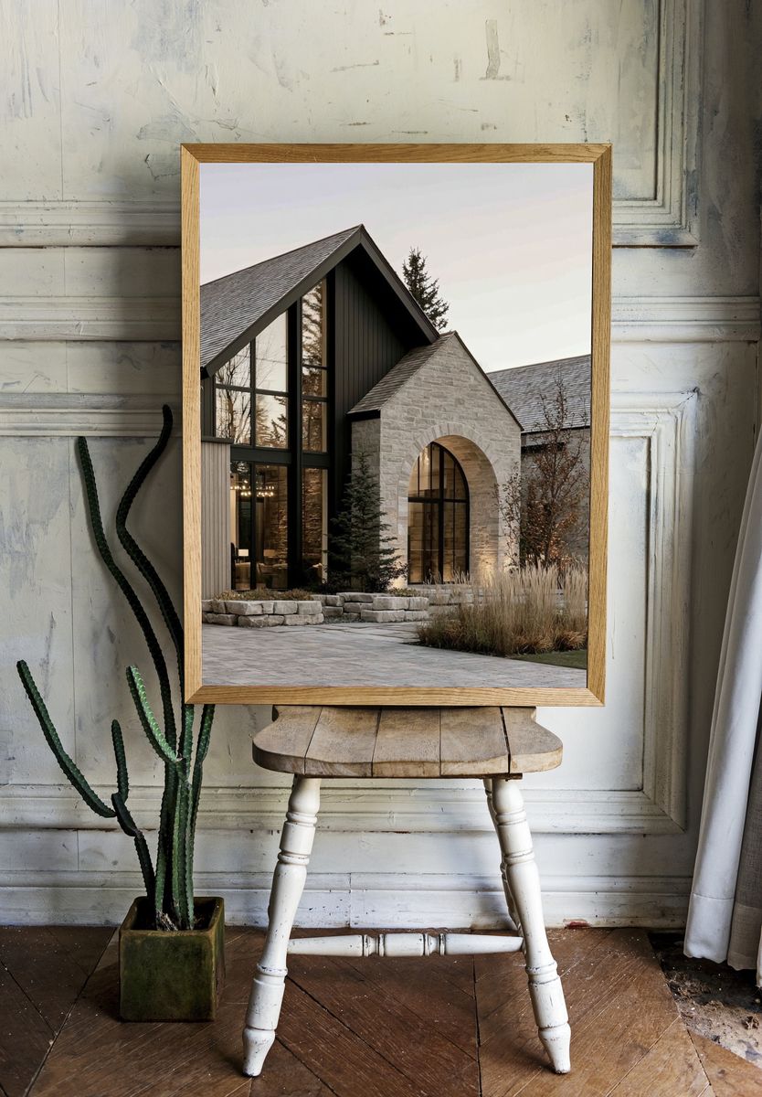 Modern Stone House Photography Poster. — room view 1