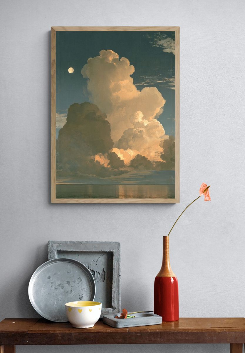 Moonlit Cloudscape Photography Poster. — room view 3