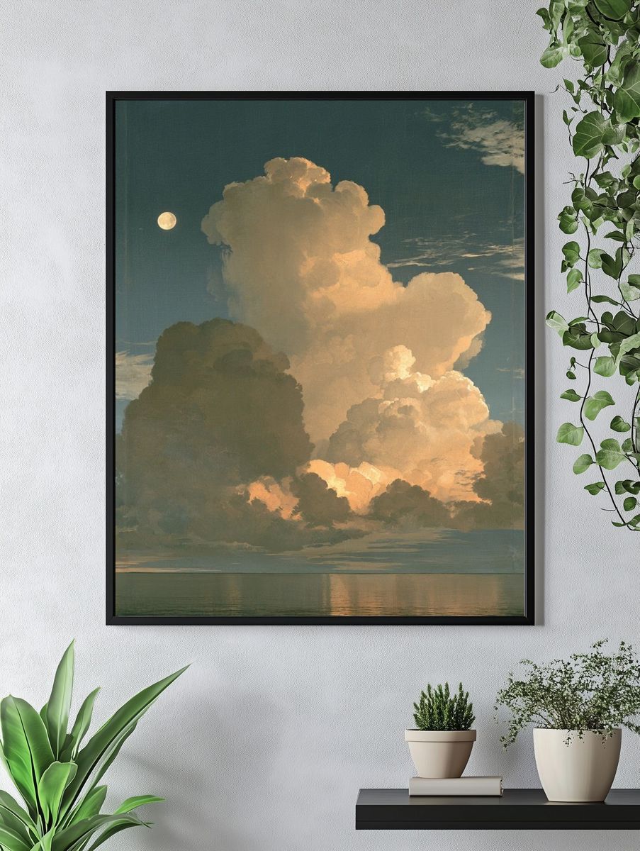 Moonlit Cloudscape Photography Poster. — room view 4