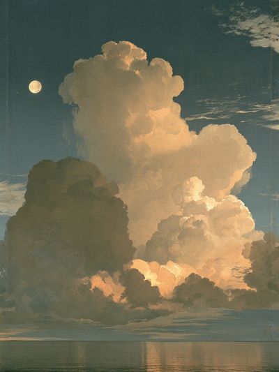 Moonlit Cloudscape Photography Poster. poster