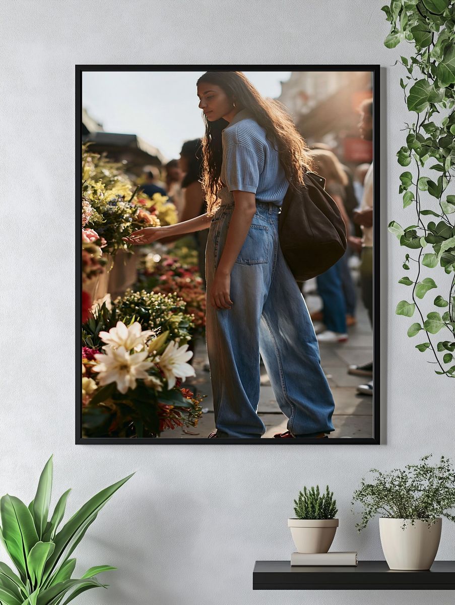 Flower Market Street Portrait Poster. — room view 4