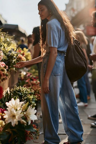 Flower Market Street Portrait Poster. poster