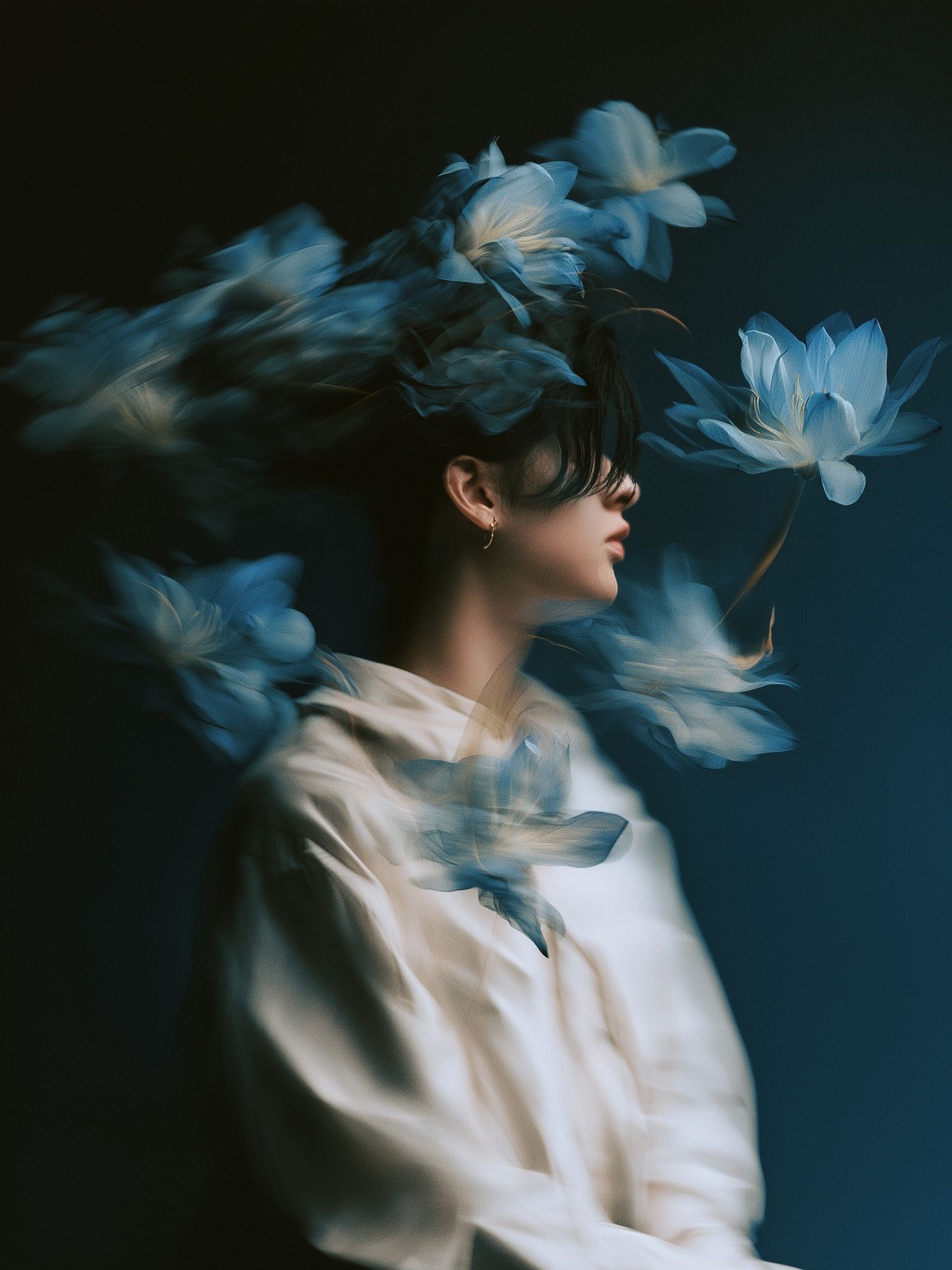 Dreamy Floral Portrait Photography Poster. poster detail