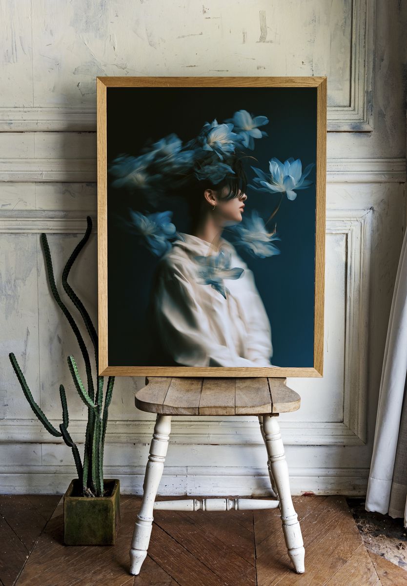 Dreamy Floral Portrait Photography Poster. — room view 1