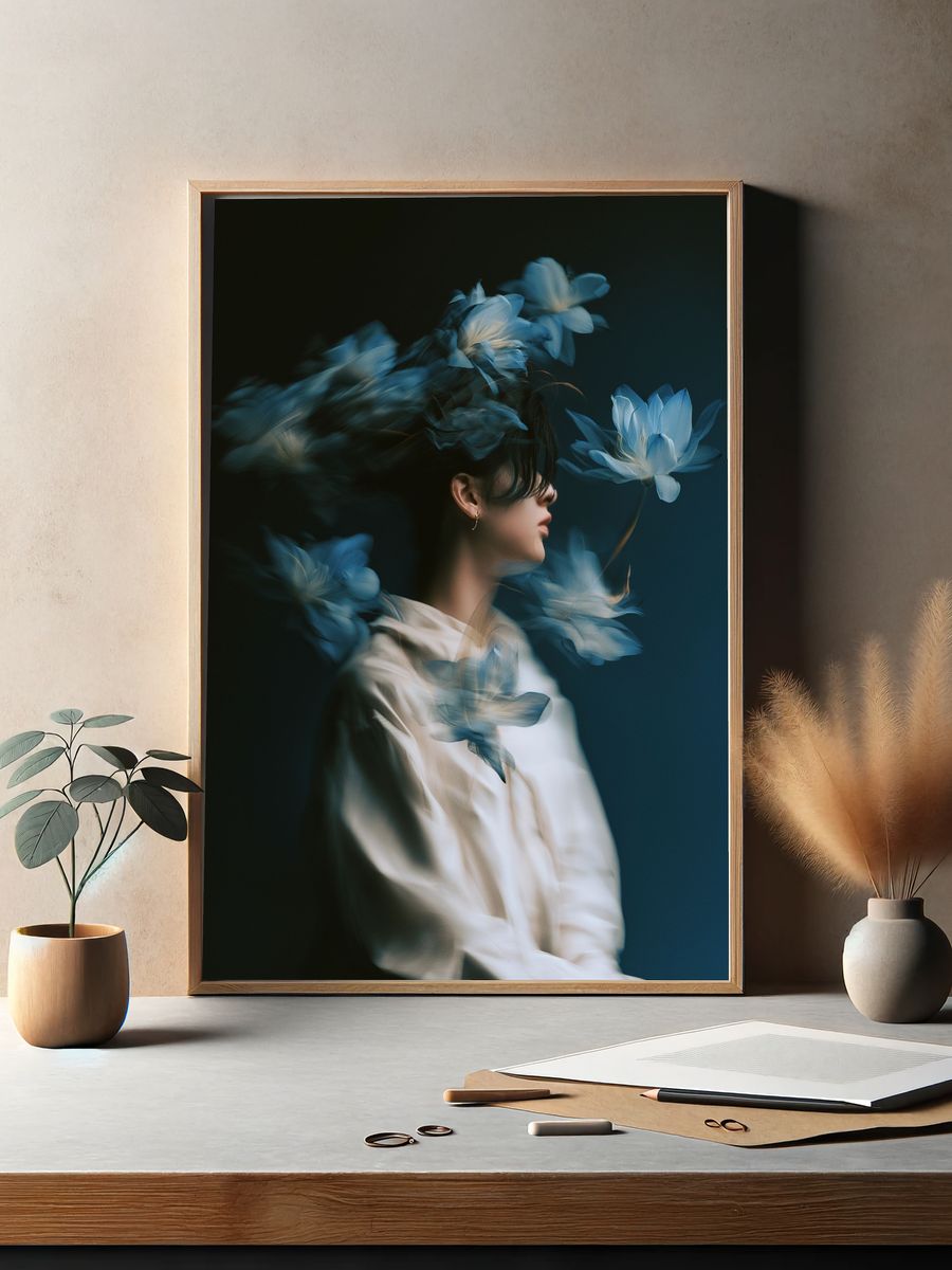 Dreamy Floral Portrait Photography Poster. — room view 2