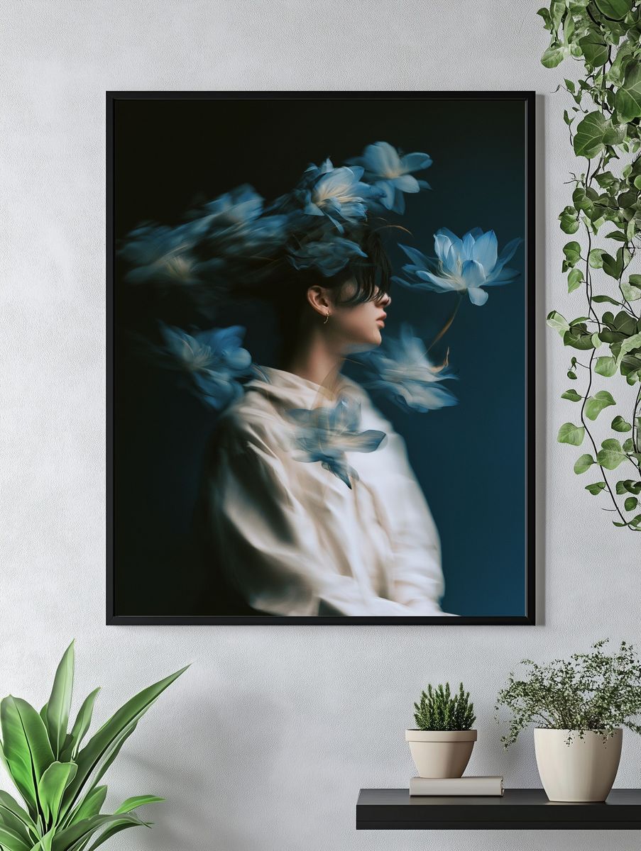 Dreamy Floral Portrait Photography Poster. — room view 4