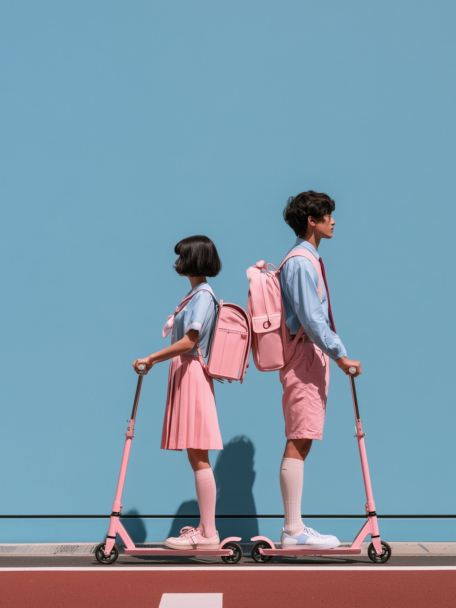 Pastel Scooter Couple Photography Poster. poster — photography art