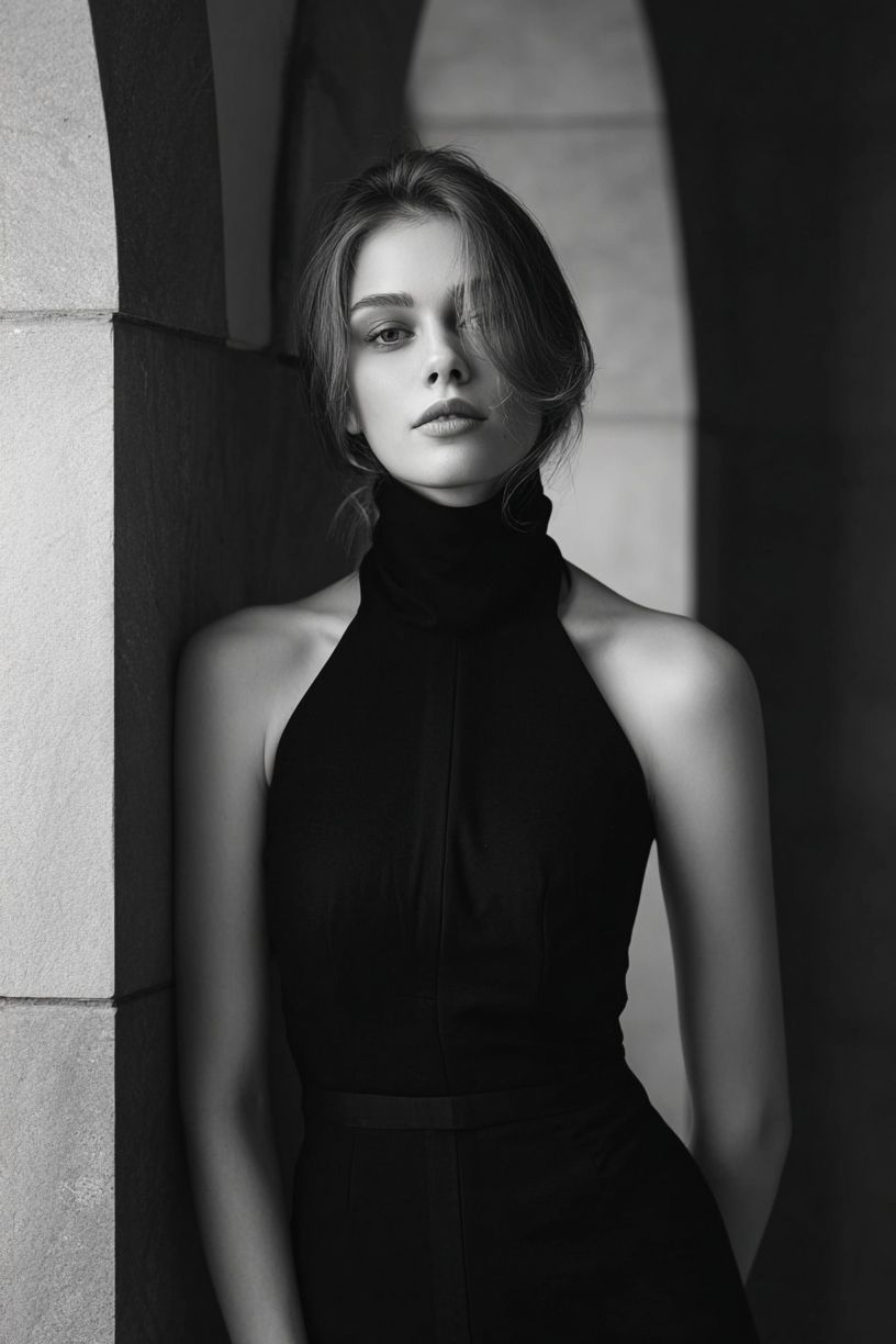 Elegant Monochrome Portrait Poster. poster detail