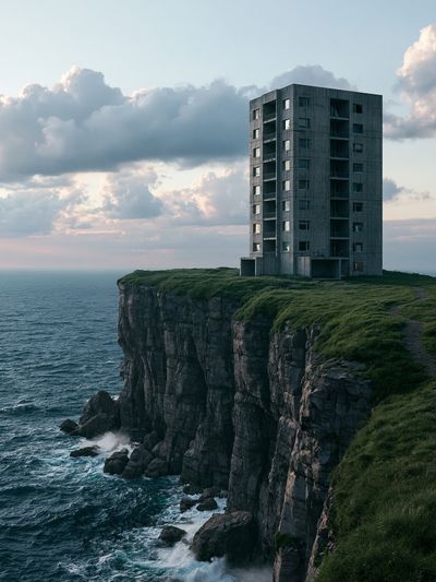 Cliffside Tower Coastal Photography Poster. poster print