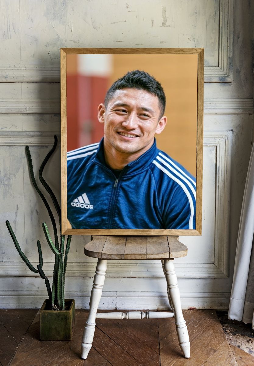 Smiling Athlete Portrait Poster. — room view 1