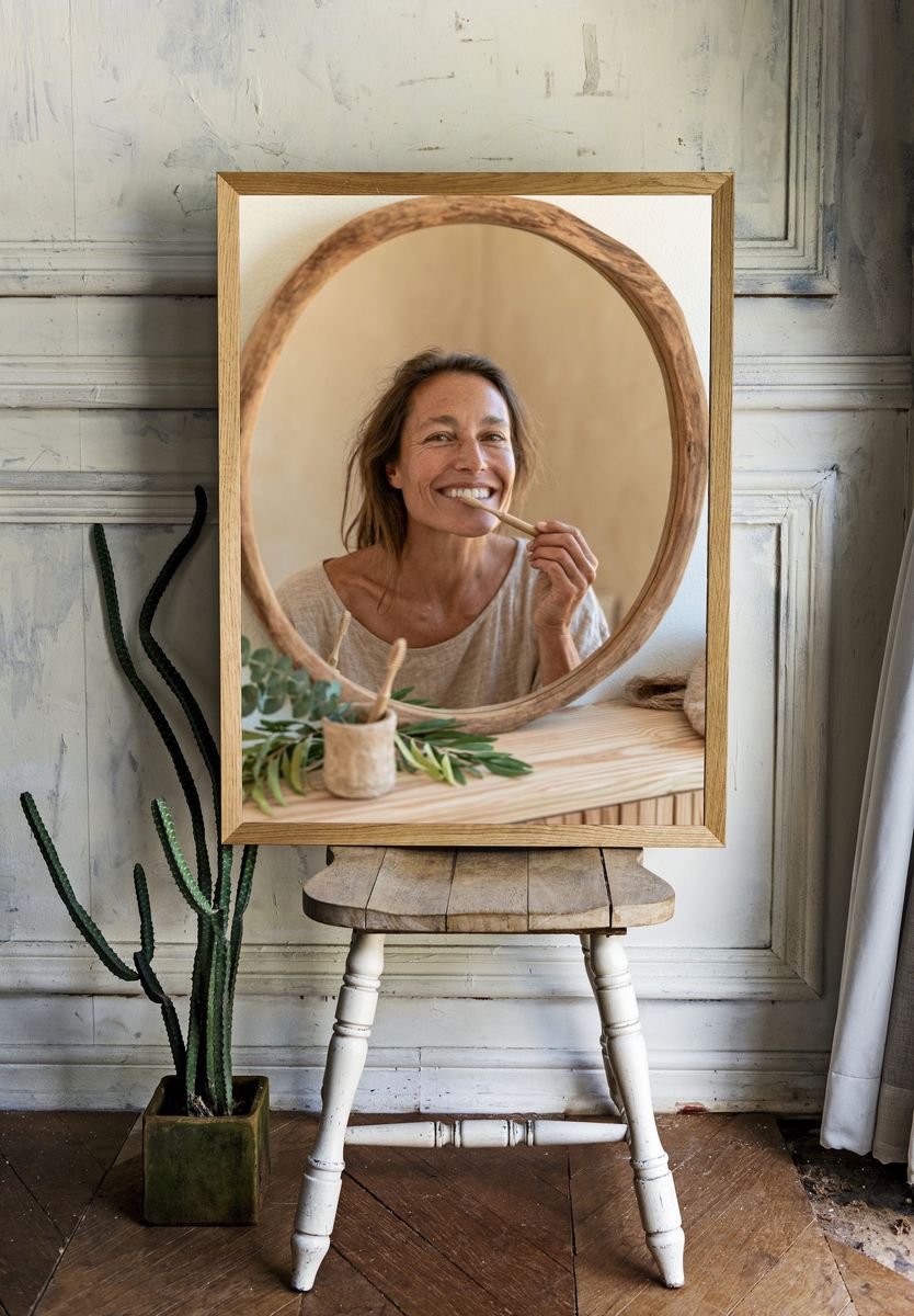 Morning Self-Care Portrait Photography Poster. — room view 1