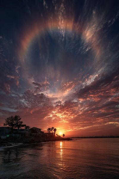 Sunset Halo Seascape Photography Poster.