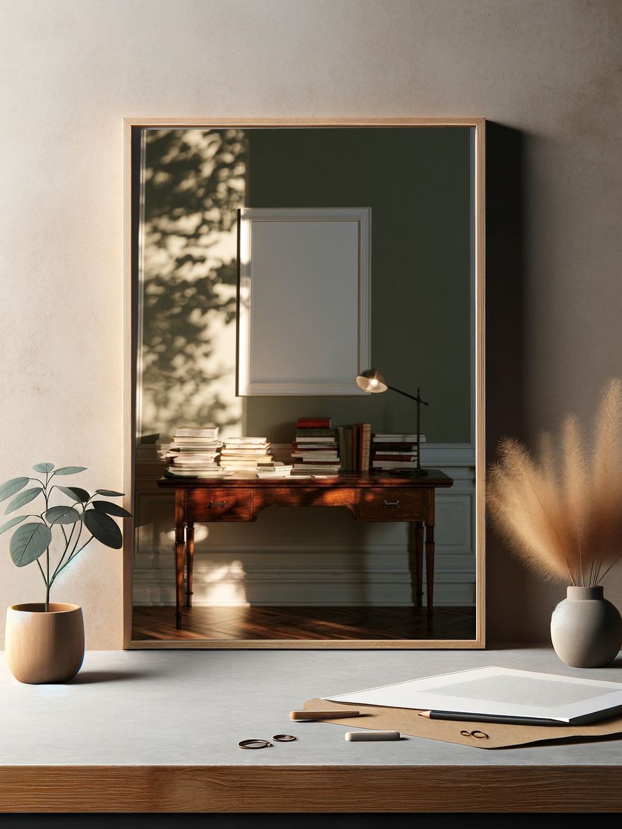 Sunlit Study Desk Photography Poster. — room view 2