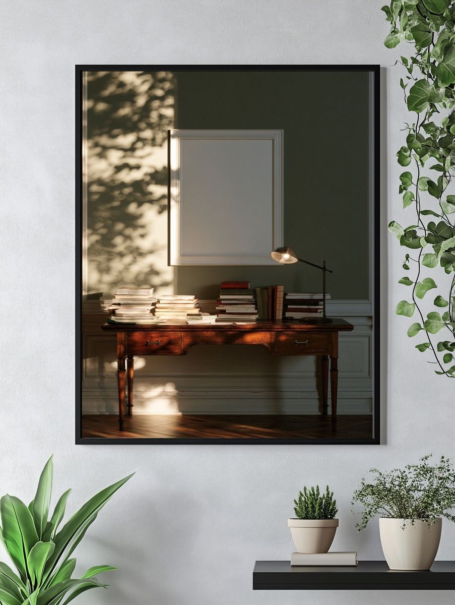 Sunlit Study Desk Photography Poster. — room view 4