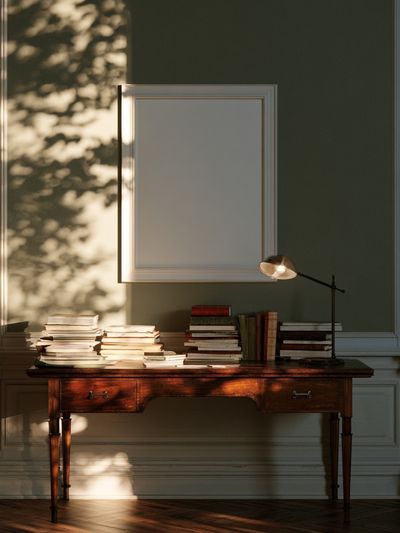 Sunlit Study Desk Photography Poster. poster