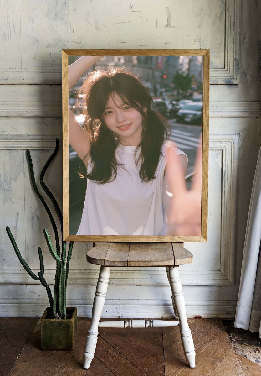 Sunlit Street Portrait Print. room preview