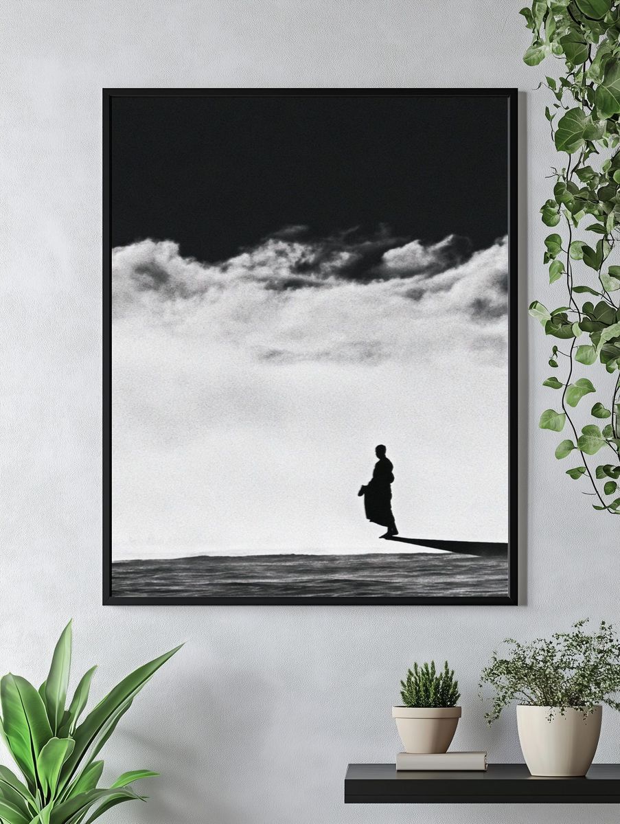 Solitary Figure in Clouds Photography Poster. — room view 4
