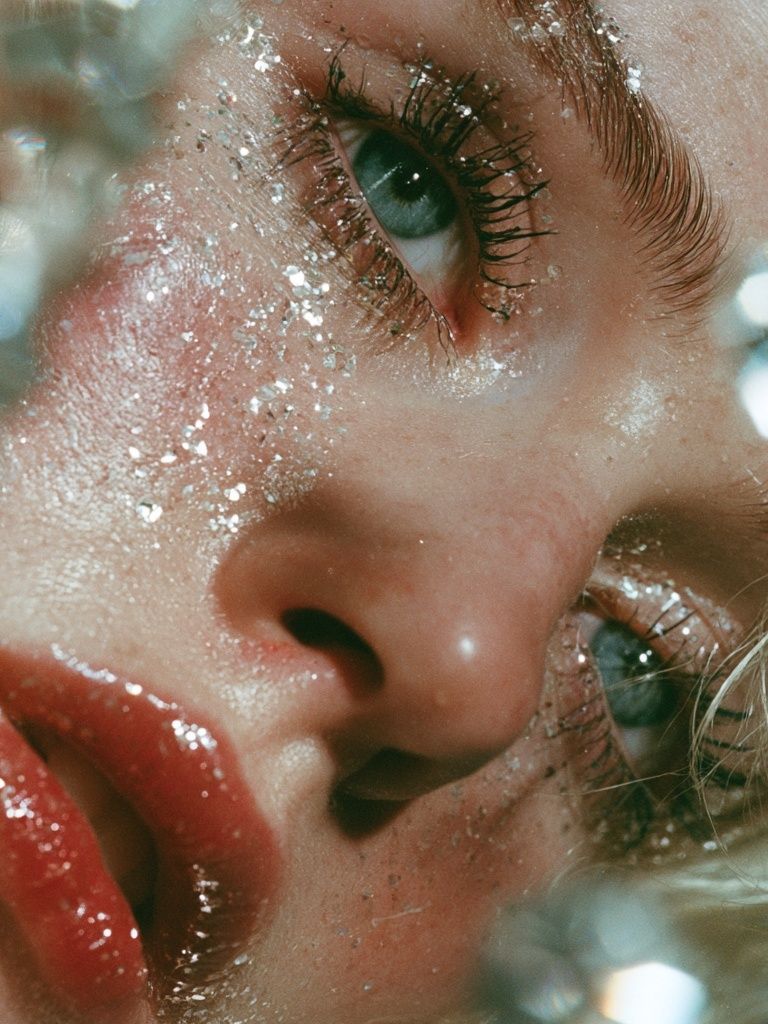 Glittered Face Close-Up Photography Poster. poster — photography art