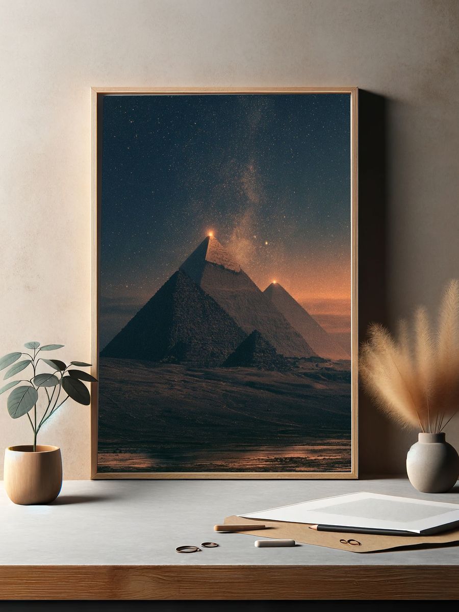 Pyramids Under Starry Sky Poster. — room view 2