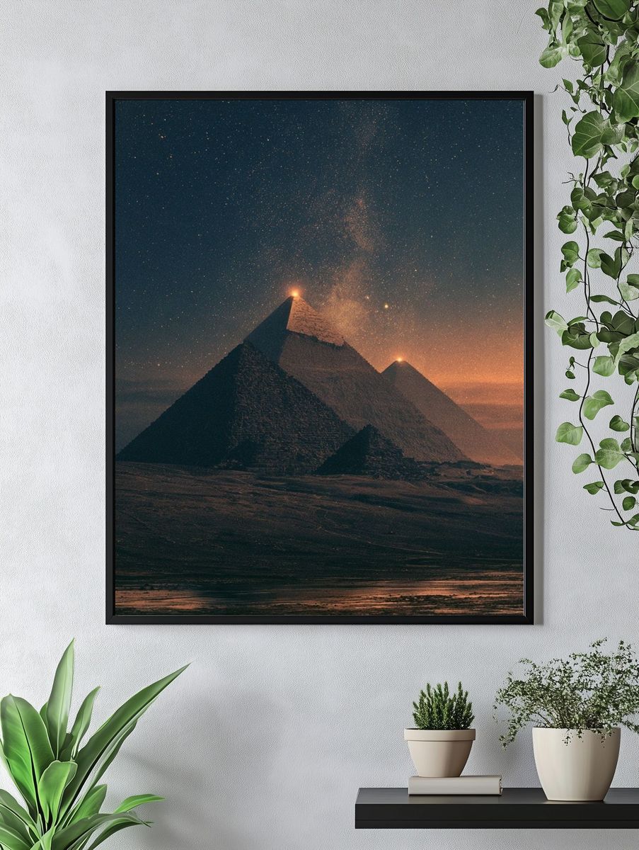 Pyramids Under Starry Sky Poster. — room view 4